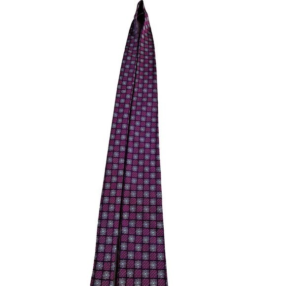 Handsome Nordstrom Mens Shop Silk Tie  Geometric Squares Textured Dark Red - Picture 7 of 11